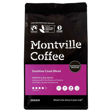 Montville Coffee Ground Espresso Sunshine Coast Blend 250g